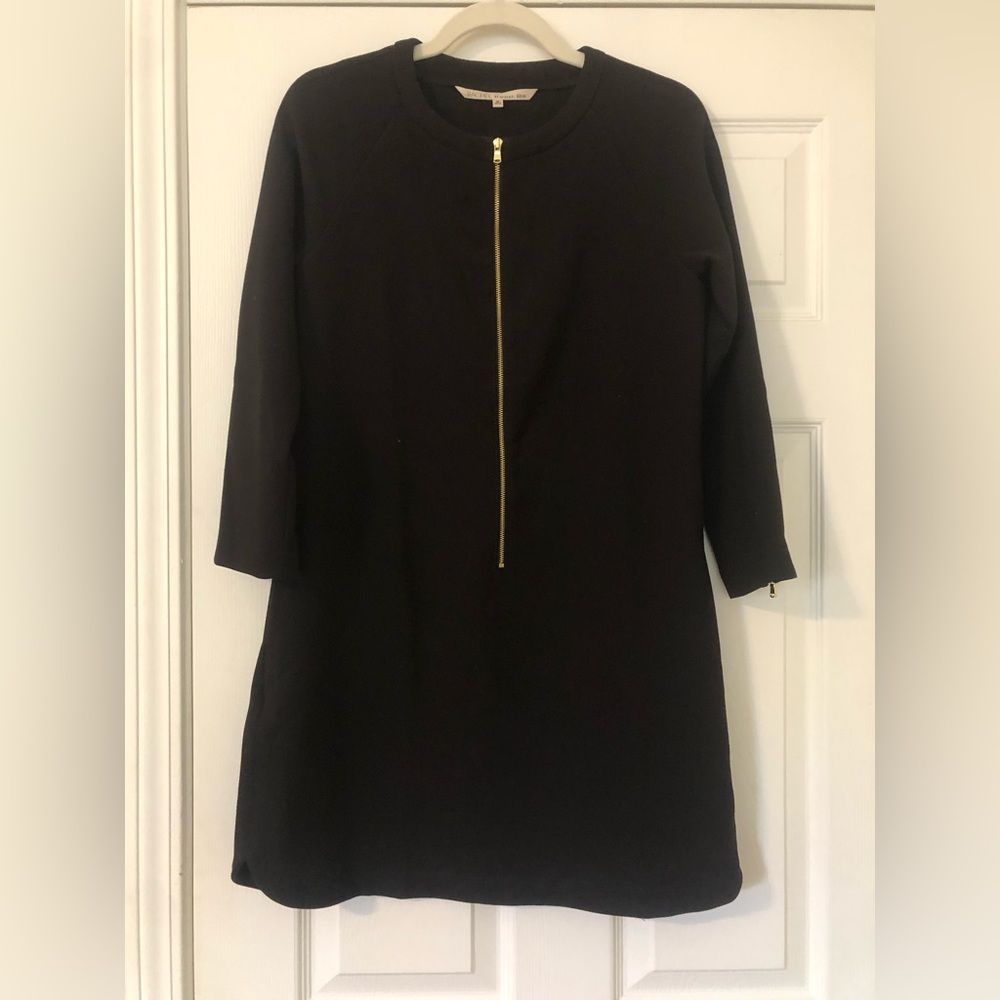 Rachel Roy Black dress with gold zipper detail. Size Medium